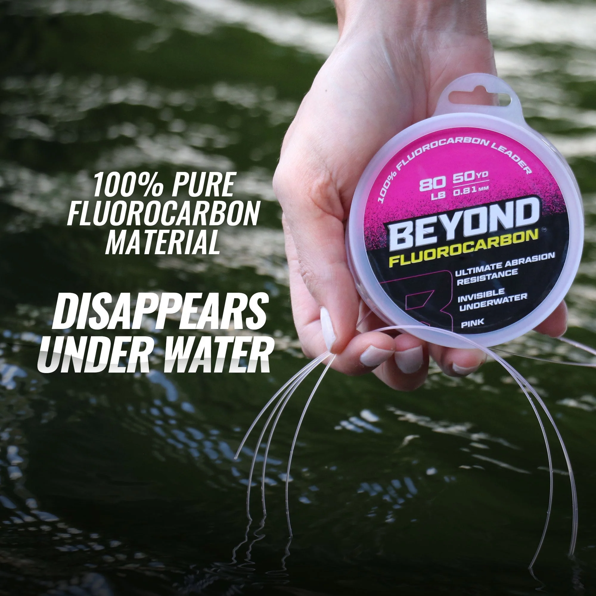 Beyond Fluorocarbon Leader Material 50YD - Pink Or Clear - Image 4