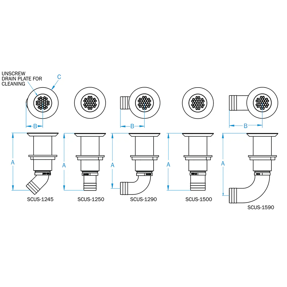 GROCO 1-1/2" Hose Barb Stainless Straight Deck Drain [SCUS-1500] - Image 2