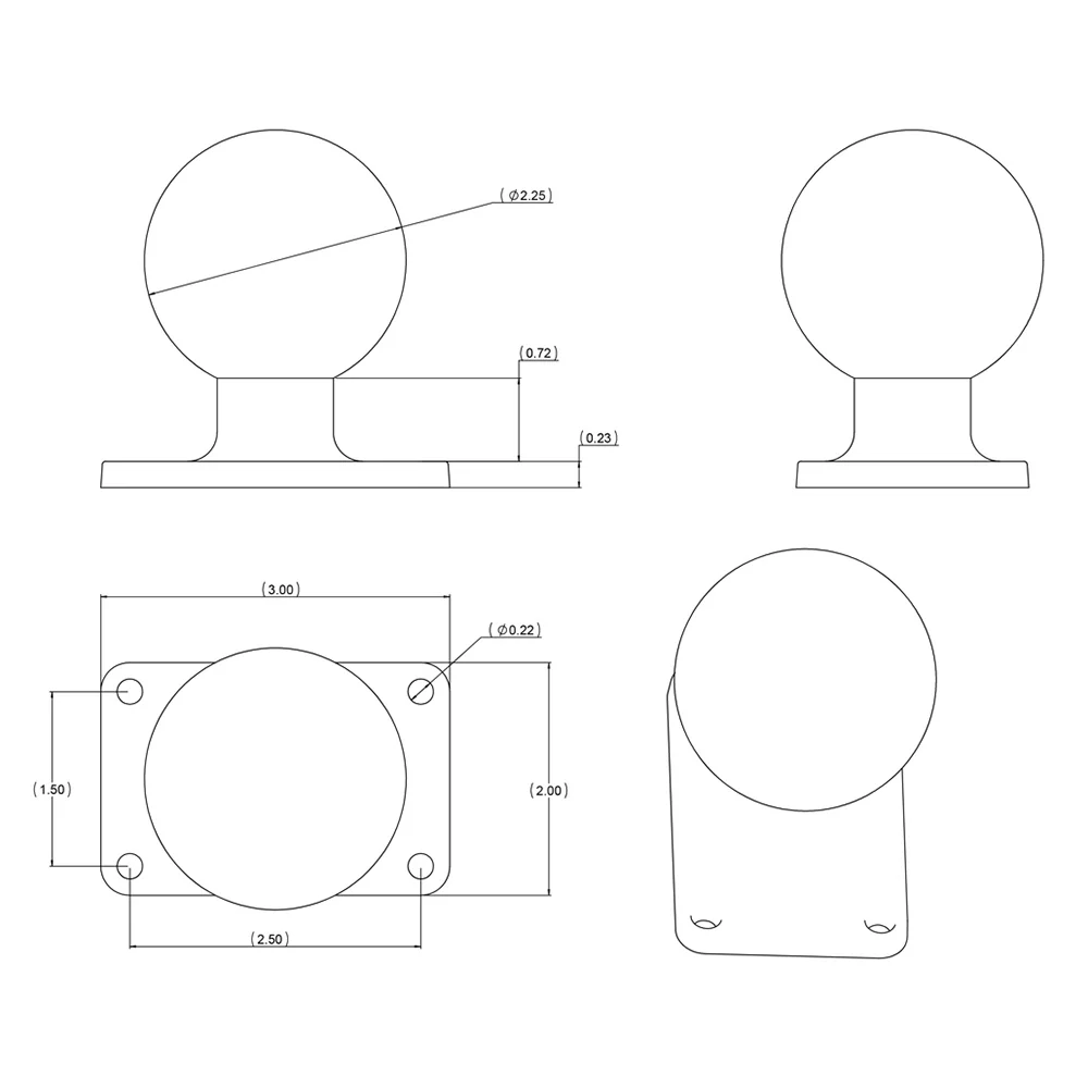RAM Mount 2" x 3" Rectangle Base w/2.25" Ball [RAM-D-202U-23] - Image 2