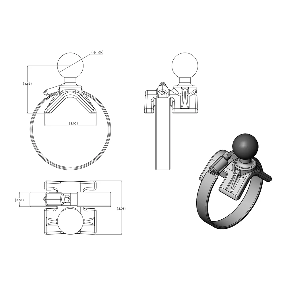 RAM Mount V-Base Rail Yoke Clamp Mount [RAM-B-108BU] - Image 3