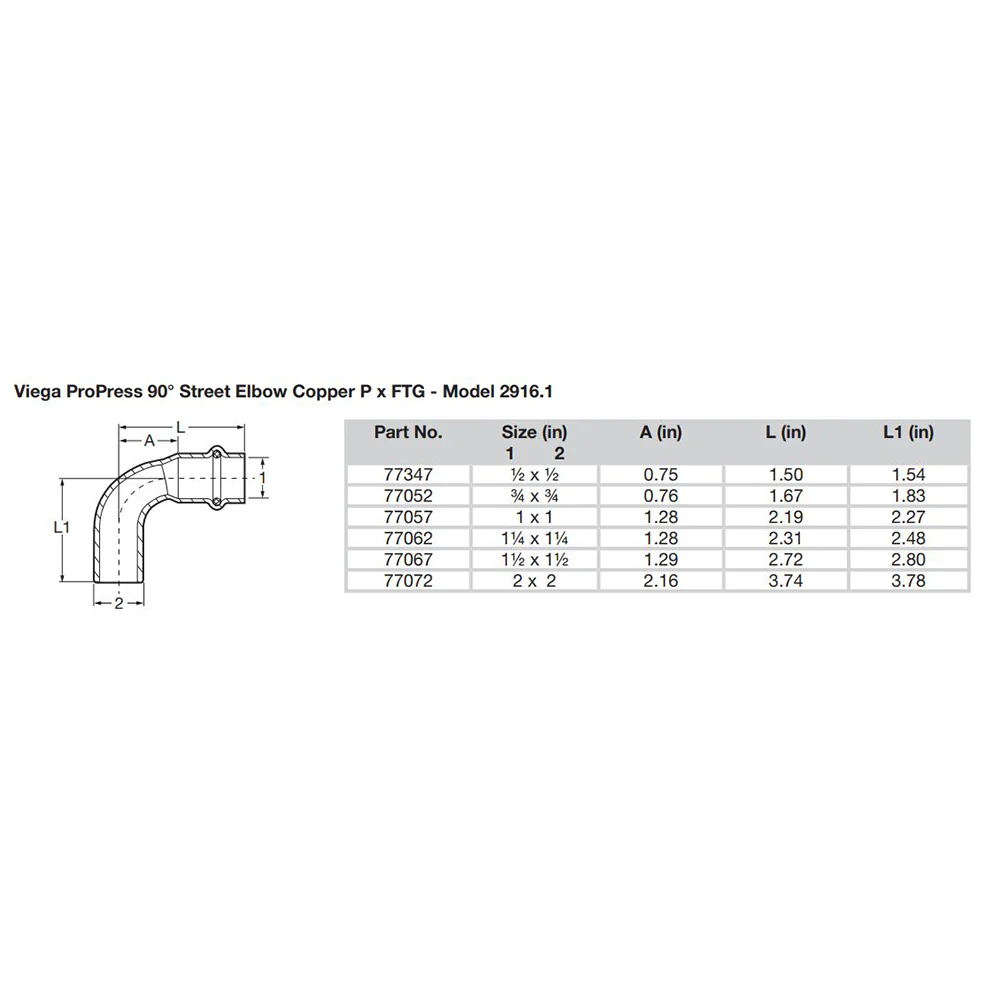 Viega ProPress 1-1/4" - 90 Copper Elbow - Street/Press Connection - Smart Connect Technology [77062] - Image 2