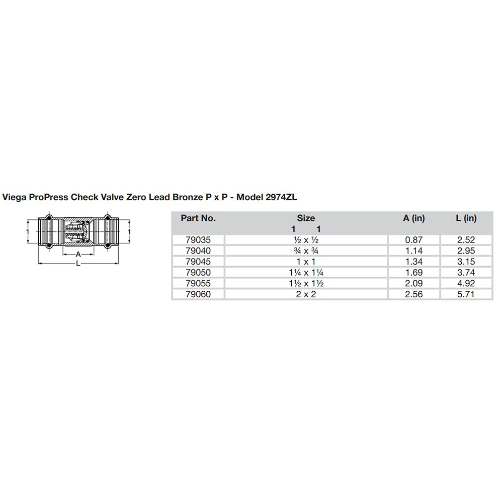 Viega ProPress 1/2" Zero Lead Check Valve - Double Press Connection - Smart Connect Technology [79035] - Image 2
