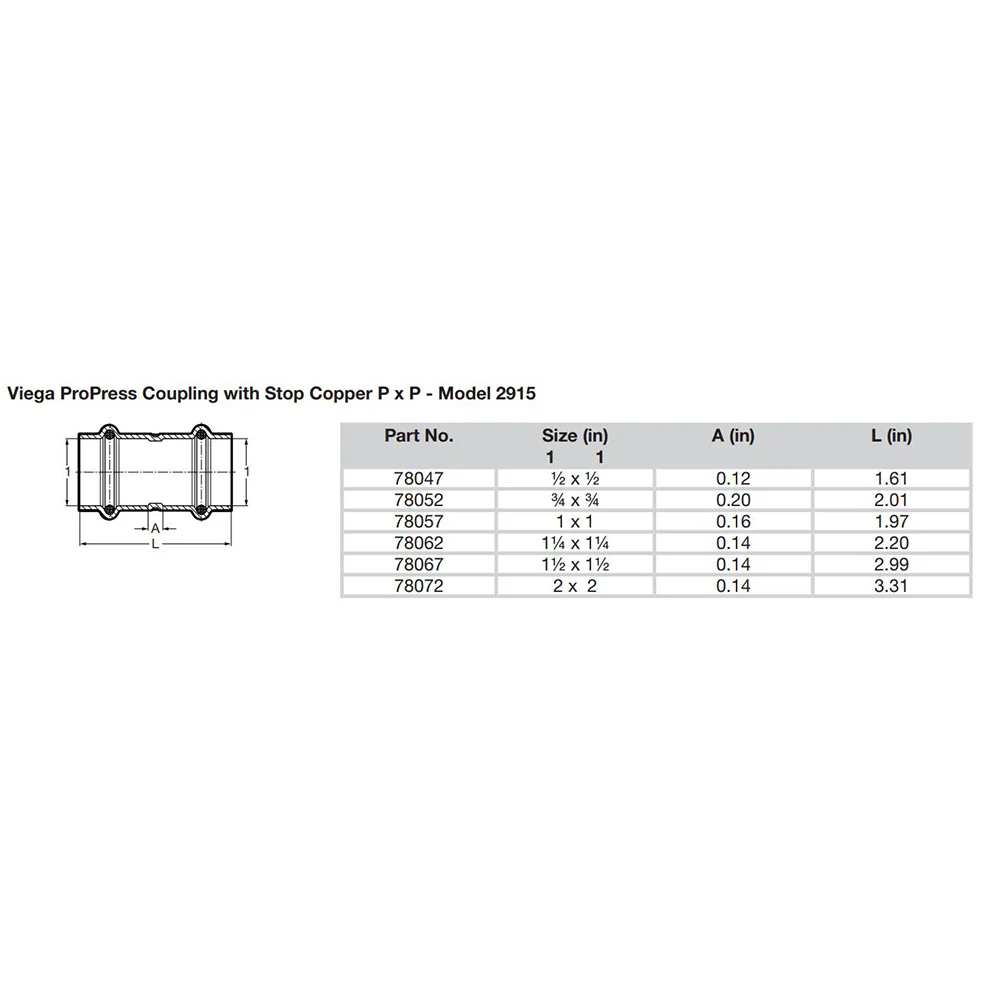 Viega ProPress 1" Copper Coupling w/Stop - Double Press Connection - Smart Connect Technology [78057] - Image 2