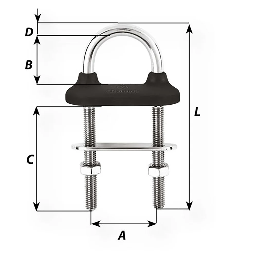 Wichard Black Watertight U-Bolt - 10mm Diameter - 25/64" - 90mm Length - 3-35/64" [65351W] - Image 2