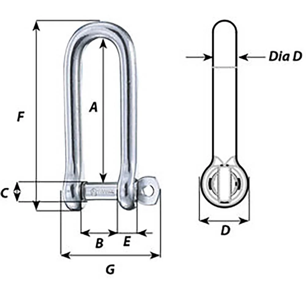 Wichard Captive Pin Long D Shackle - Diameter 5mm - 3/16" [1412W] - Image 2