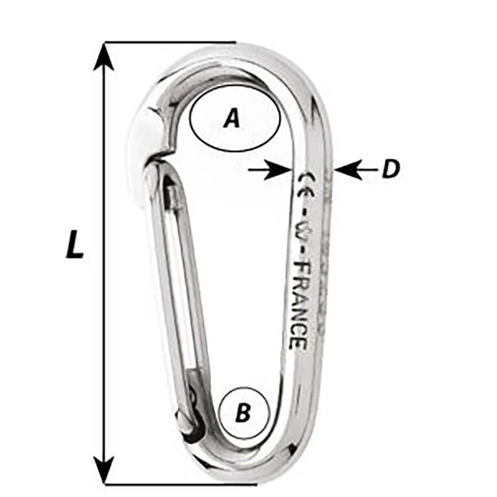 Wichard Symmetric Carbine Hook Without Eye - Length 80mm - 5/16" [2335W] - Image 2
