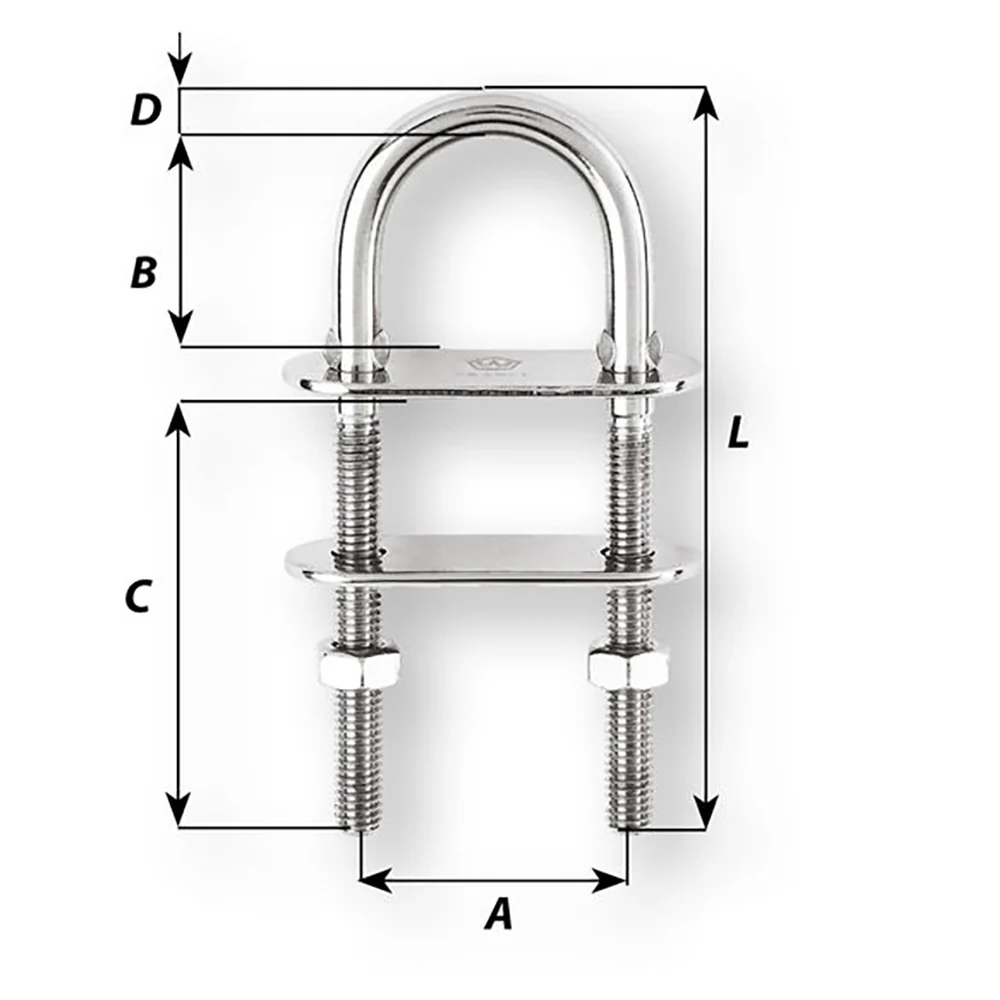 Wichard U-Bolt Pad Eye - 6mm Diameter - 15/64" - 90mm Length - 3-35/64" [6523W] - Image 2